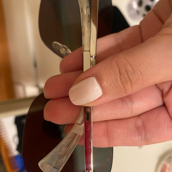 Silvertone Metal and Red Tinted Shield Sunglasses - Picture 3 of 6